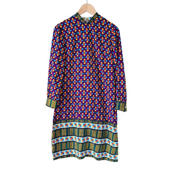 Forget Me Not Dresses & Skirts - Vintage 60s Forget Me Not by Fairview Mod Shift Dress Geometric Purple S/M